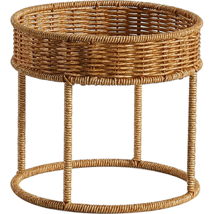 浦澜手工编织花架阳台藤编花篮绿植置物架办公室桌面迷你小花架