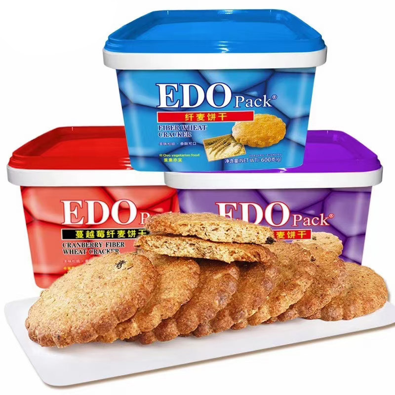 edo pack纤麦苏打柠檬夹心饼干芝士年货送礼盒装整箱早餐零食粗粮