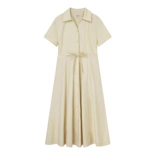 【天鹅裙】Eland衣恋纯棉大A摆衬衫连衣裙女插袋长裙子夏