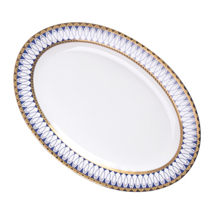 椭圆鱼盘12英寸家用蒸鱼盘子骨瓷餐具菜盘大号餐盘商用清蒸鱼盘子