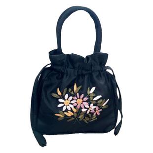 手拎布包女手提袋小包包复古风百搭手工绣花手提包手机包零钱包