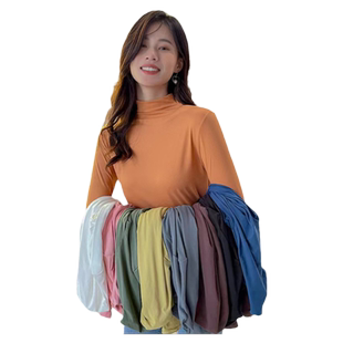 打底衫2025新款女秋冬双面德绒打底衫女加绒半高领保暖白色打底衫