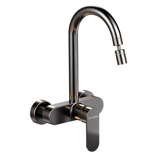 精铜厨房入墙式水龙头暗装双孔冷热二合一阳台洗菜盆洗衣池混水阀