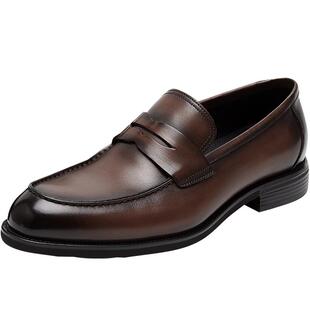 莱尔斯丹商场同款套脚低帮圆头乐福鞋男皮鞋5MM01701