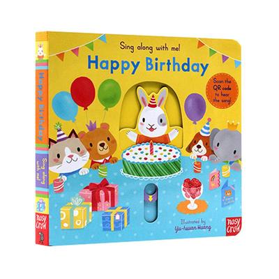 进口英文原版正版 sing along with me We Happy Birthday 生日快乐 童谣纸板机关操作书 低幼儿英语启蒙趣味玩具书