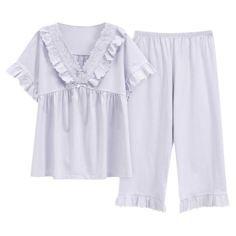 睡衣女士夏季纯棉拉架短袖家居服