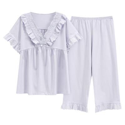 睡衣女士夏季纯棉拉架短袖家居服