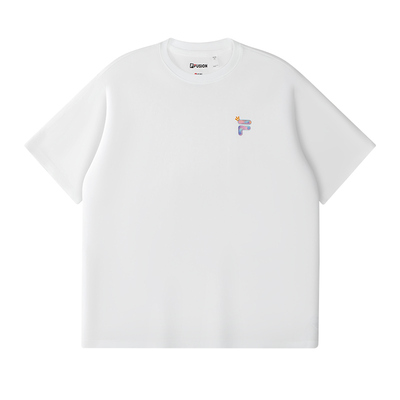 FILA FUSION斐乐潮牌情侣短袖t恤女26夏季新款宽松纯棉白色上衣男