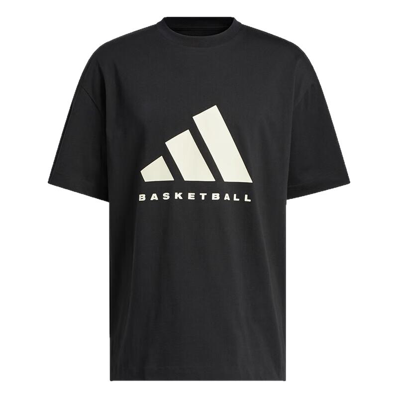 阿迪达斯男装新款BASKETBALL篮球运动短袖透气休闲圆领T恤JY0199