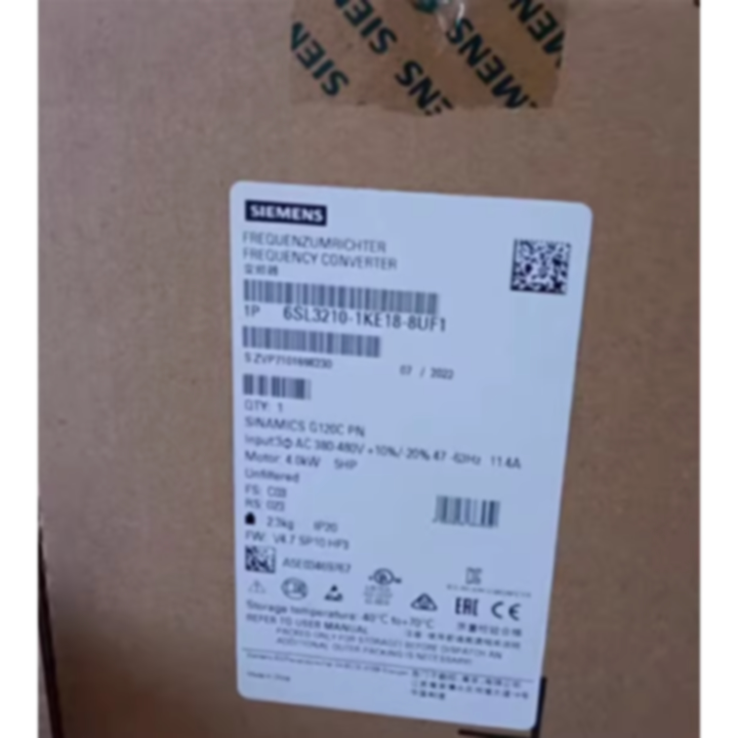 议价6SL3210-1KE18-8UF1西门子变频器G120C PN 4KW 6SL32101KE188
