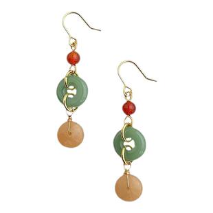 Hemo〖琼楼玉雪〗国风原创红玛瑙琉璃玉石耳环复古文艺旗袍耳饰女