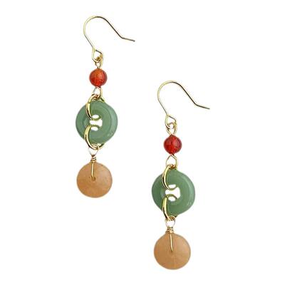 国风天然红玛瑙耳饰新中式原创