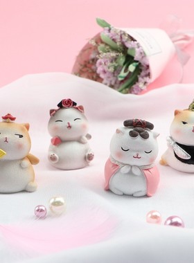 新品 nis新奇特创意礼品复古宫廷猫烘焙蛋糕装饰摆件 汽车车内装