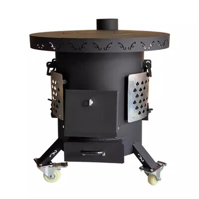 新款柴火钢炮炉烧木柴火灶农村家用户外气化炉取暖柴煤两用烤火炉