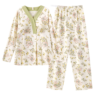 [送胸垫]雅特茂月子服纯春夏产后棉孕妇产妇待产喂奶哺乳衣家居服