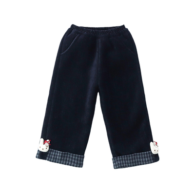 加绒加厚过冬羊驼绒裤子牛仔女童