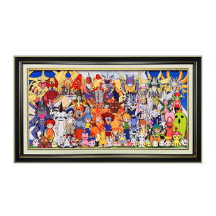 数码宝贝手办全家福3D立体画钢铁加鲁鲁周边天女兽亚古兽暴龙兽