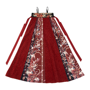 汉尚华莲[盛乐长梦]原创汉服对襟重工刺绣齐胸大摆连衣裙红色套装