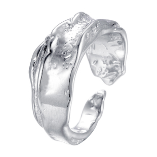 S925纯银异形重工不规则手工纹理戒指极简男女设计感ins网红戒指