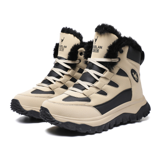 乔丹格兰加绒加厚运动鞋东北防寒保暖大棉鞋男厚底46码高帮雪地靴