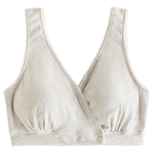 哺乳内衣纯棉交叉式喂奶专用无钢圈孕妇文胸背心式前开扣产后春秋