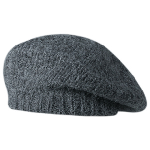 美拉德风棕色针织毛线贝雷帽女秋冬宽松洋气时髦气质云朵画家帽子