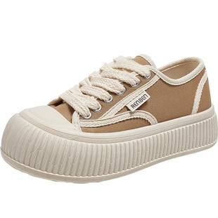 人本官方旗舰店厚底女鞋2025新款春秋松糕鞋女款帆布鞋女秋季板鞋