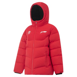 李宁儿童中长款羽绒服2026年马年新年款鸭绒红色男女大童羽绒外套