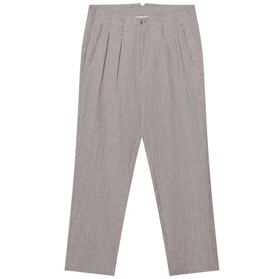 JDV商场同款浅咖条纹棉质休闲裤