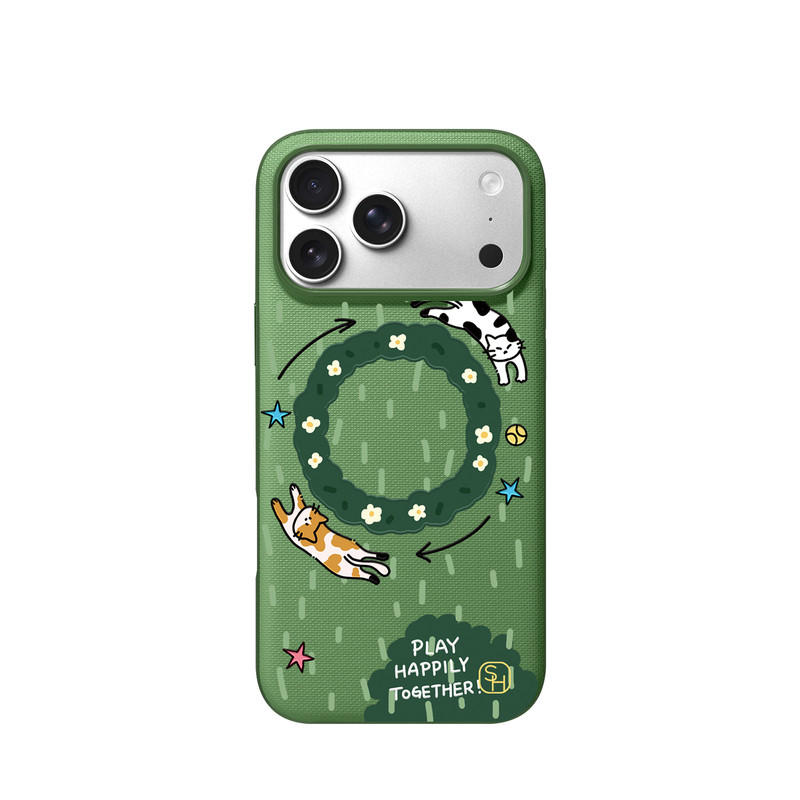SHEHENG ×草坪上的猫适用苹果17promax手机壳春季新款卡通iPhone17Pro防摔磁吸保护套官网同款带卡包潮牌ko1