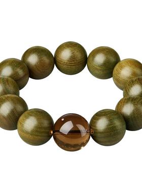 绿檀木手串茶水晶五行补木水手链