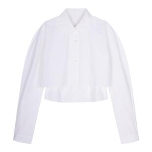 JNBY/江南布衣春秋衬衫短款设计感长袖棉质府绸宽松衬衣5O7215800