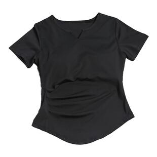 带胸垫瑜伽服女高级感普拉提训练跑步运动短袖健身上衣