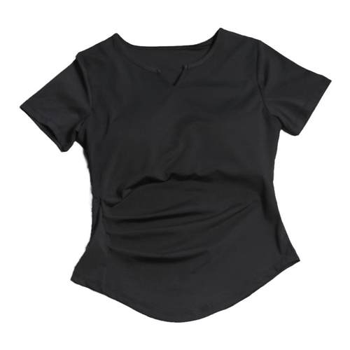 带胸垫瑜伽服女高级感普拉提训练跑步运动短袖健身上衣