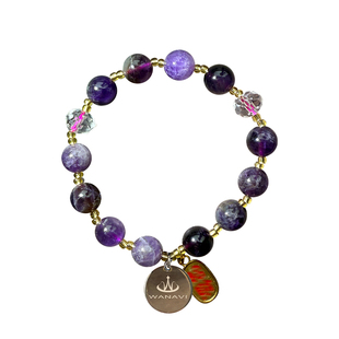 瓦萨比天然水晶乌拉圭紫水晶白水晶手链小众精致手串首饰礼物礼品