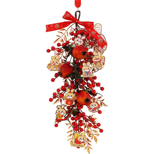 春节2026新年装饰品挂件马年花环仿真发财果挂饰过年客厅布置用品