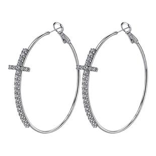 十字架大圈耳环女2026新款爆款高级感素圈大耳圈圆圈圈圈夸张耳夹