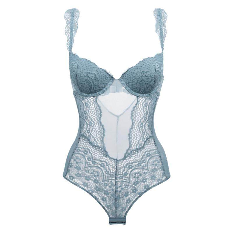 纯欲塑身衣女内衣收腹束腰连体衣美体性感蕾丝小胸聚拢文胸束身衣