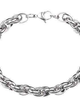 纯钛金属麻花链男女情侣ins网红