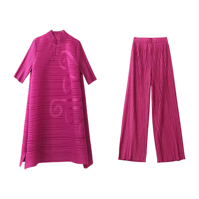 宽松褶皱套装女遮肉夏季新款透气