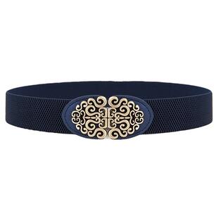 腰封4cm宽腰带弹力松紧收腰皮带女士连衣裙装饰时尚显瘦腰带黑色