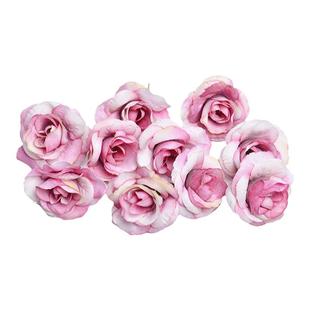仿真花朵diy小玫瑰花头布花 假花婚礼婚庆花墙花球布置装饰花花环