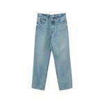 明星同款裤王MOUSSY直筒毛边磨损高腰牛仔裤女