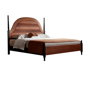 广巢莫奈美式复古实木床主卧1.8米双人床中古风高端简约白蜡木床A