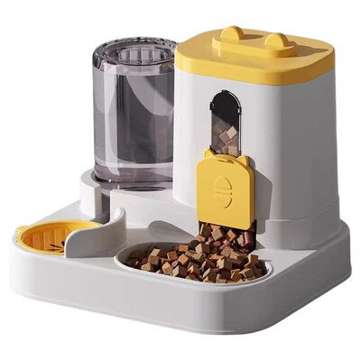 猫碗狗碗自动喂食器猫咪猫粮双碗饮水喂食一体猫食盆水碗宠物用品