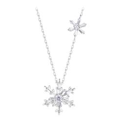 【生日礼物】周大生雪花项链纯银