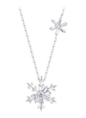 【生日礼物】周大生雪花项链纯银