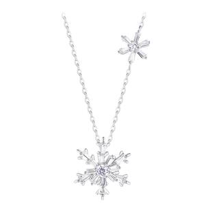 周大生转转雪花项链纯银S925女轻奢设计感锁骨链生日礼物送女朋友