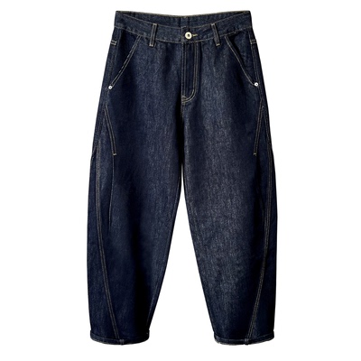 秋冬款加绒加厚牛仔裤男弯刀裤子