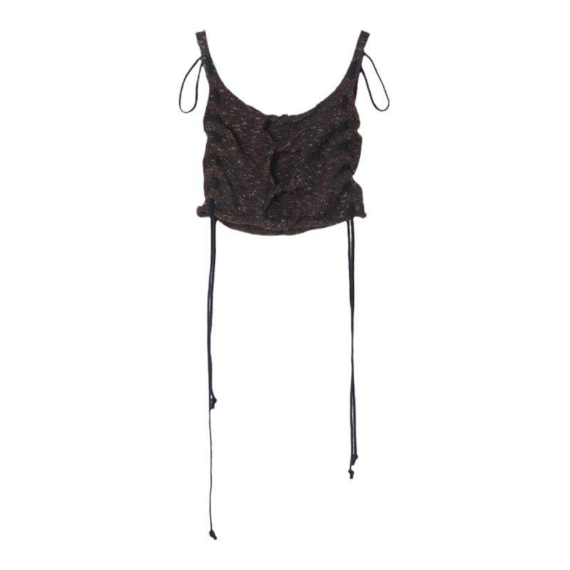 西町村屋废土镂空外穿背心女秋季新款复古短款吊带上衣XA9C10048